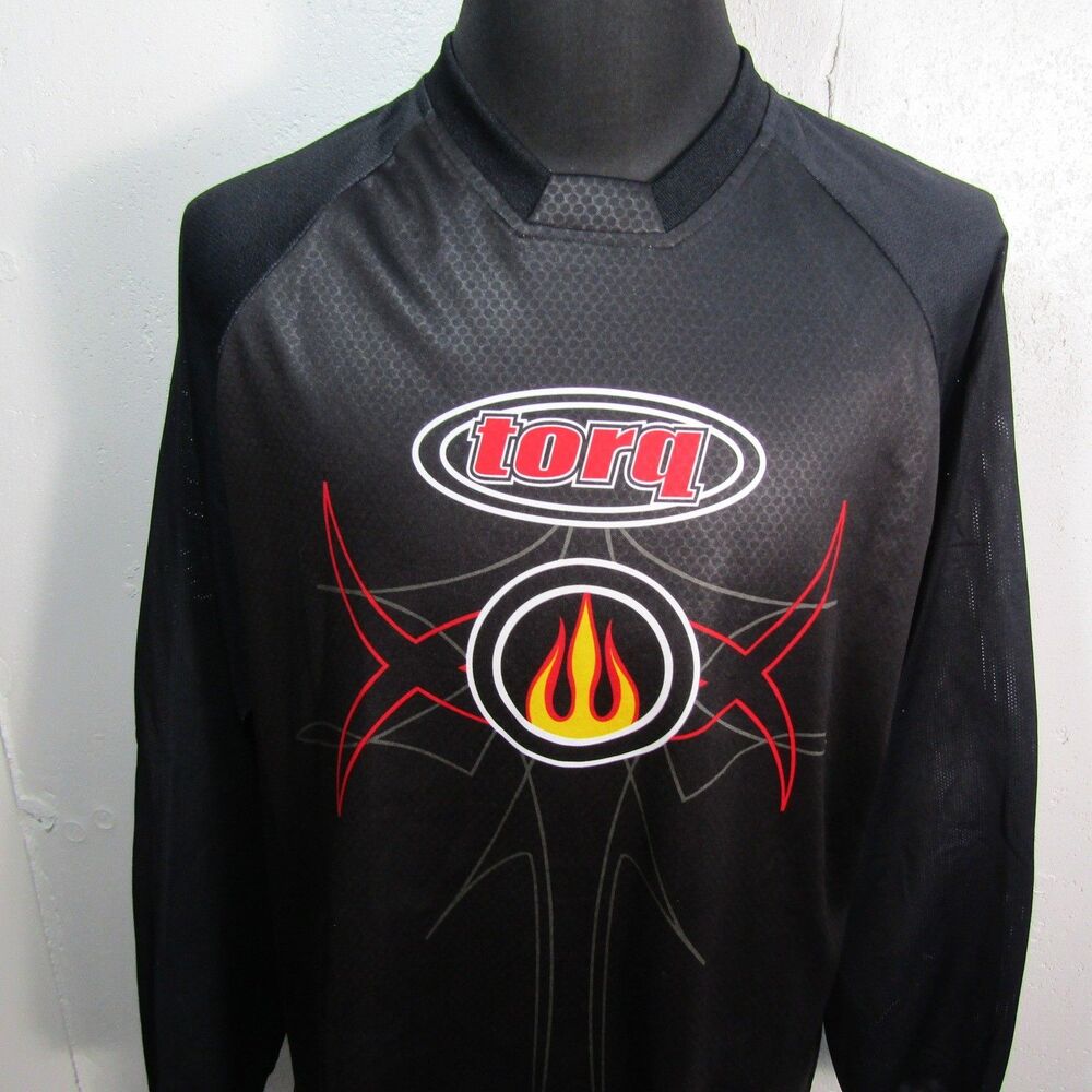torq OCTANE Men's Large Black Long Sleeve Activewear Top Jersey Padded Elbows